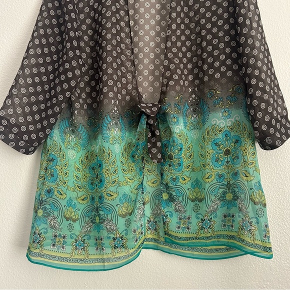 Coldwater Creek Sheer Front Tie Kimono Top - Picture 3 of 5